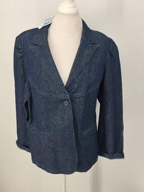 VINTAGE Old Navy Pinstripe Denim Blazer Jacket NWT Womens XXL SPR 02
